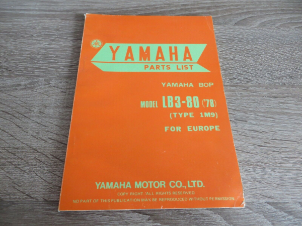 Yamaha Parts List Ersatzteilkatalog Bop LB3-80 ´78 Type 1M9 Explosionszeichnung